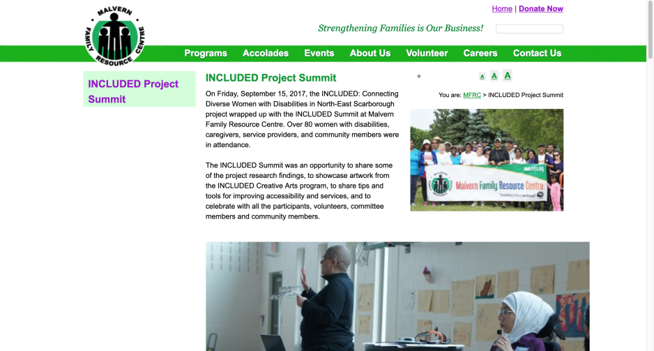 A screenshot about the Summit on MFRC.org