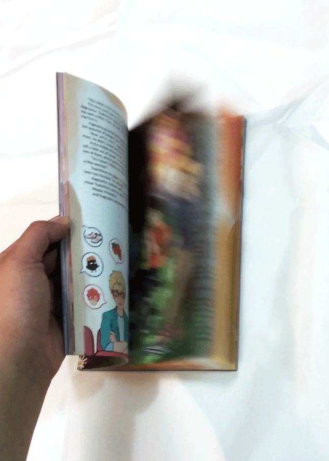 A gif of a Boomerang; someone is flipping through the zine to show off the interior.