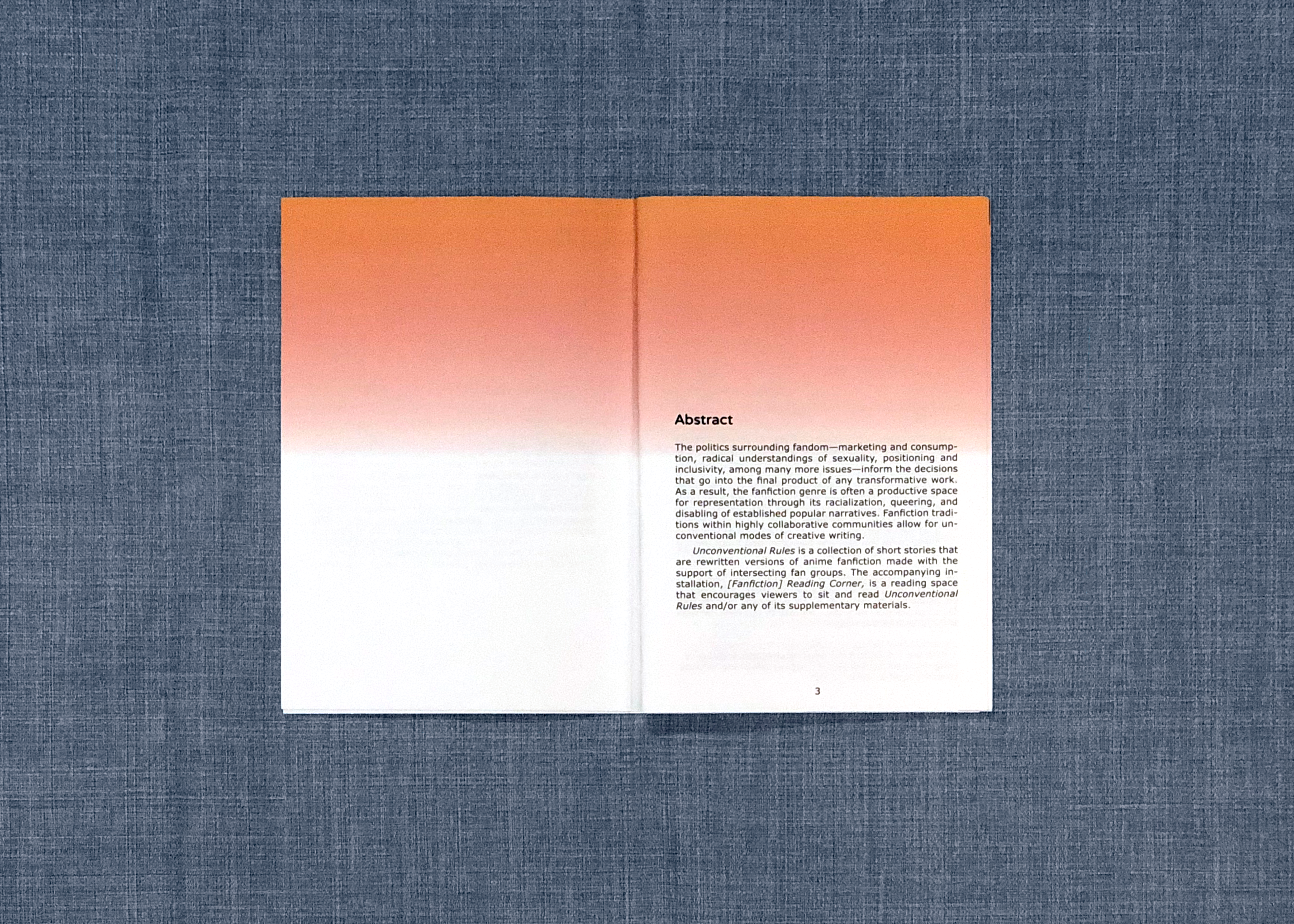 The opening spread of the OFACS zine displaying the zine's information (the abstract).