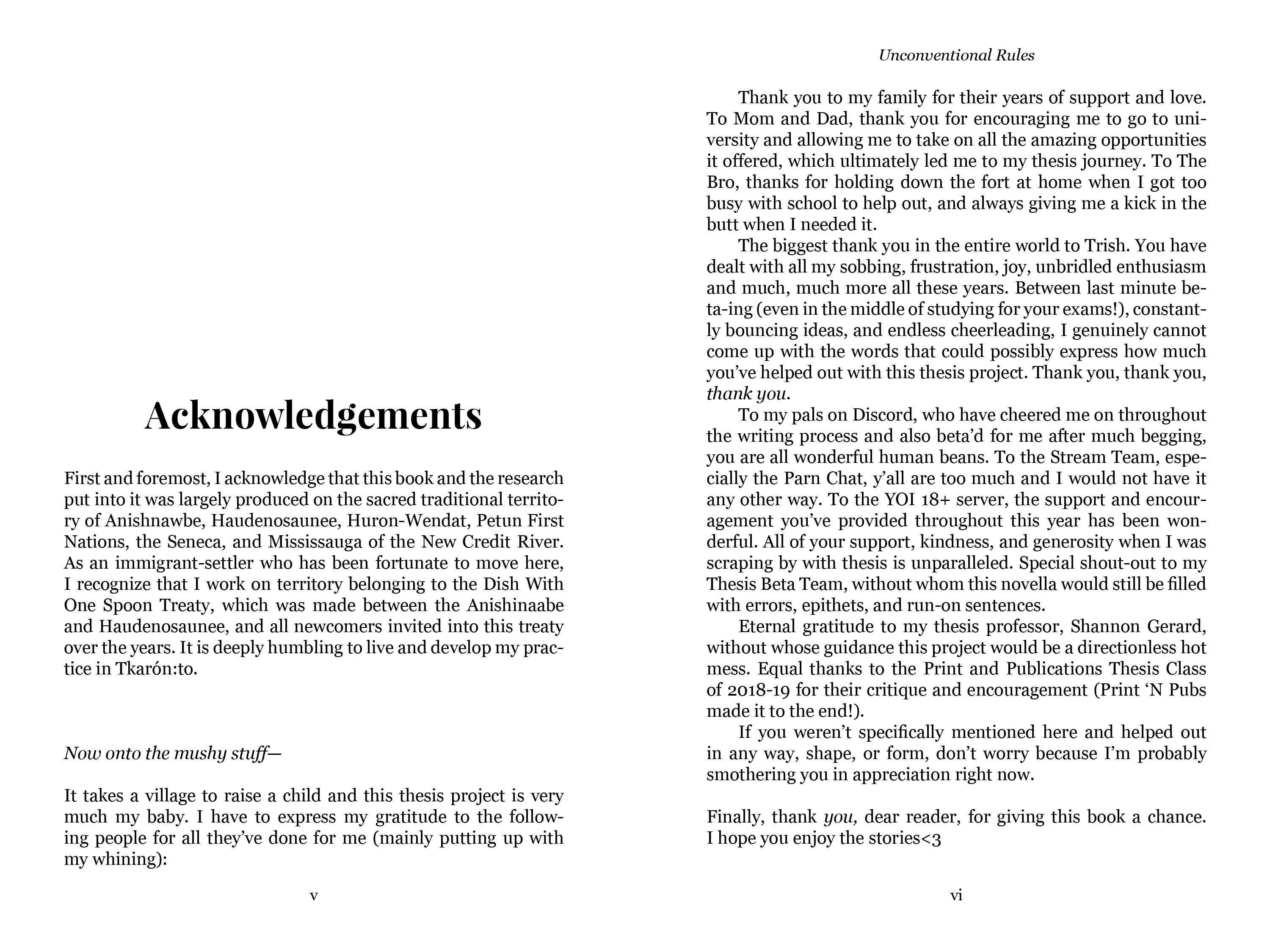 A digital version of the Acknowledgements pages.